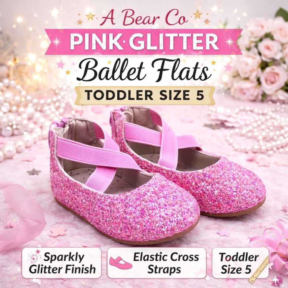 A Bear Co Pink Glitter Ballet Flats Toddler Size 5